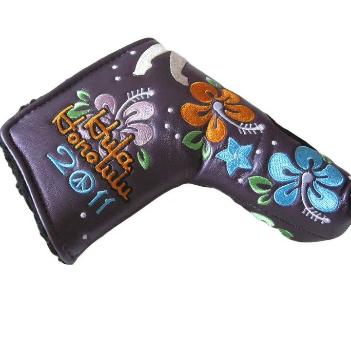 Hula Milled Embroidery Golf Putters Head Cover Purple Golf Club Putter