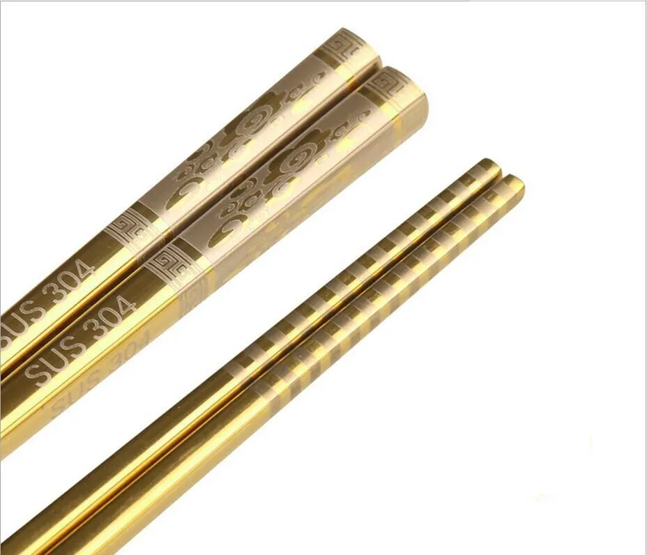 304 stainless steel chopsticks fashion Korean square titanium antiskid anti6340496