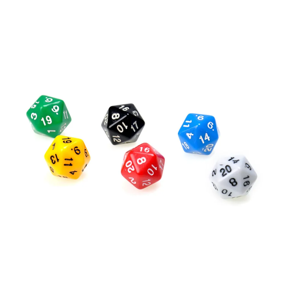 D20 Dice Twenty Sided Die RPG D&D Six Opaque Colors Multi Resin Polyhedral For Sides Dice  for Game Gaming wholesale