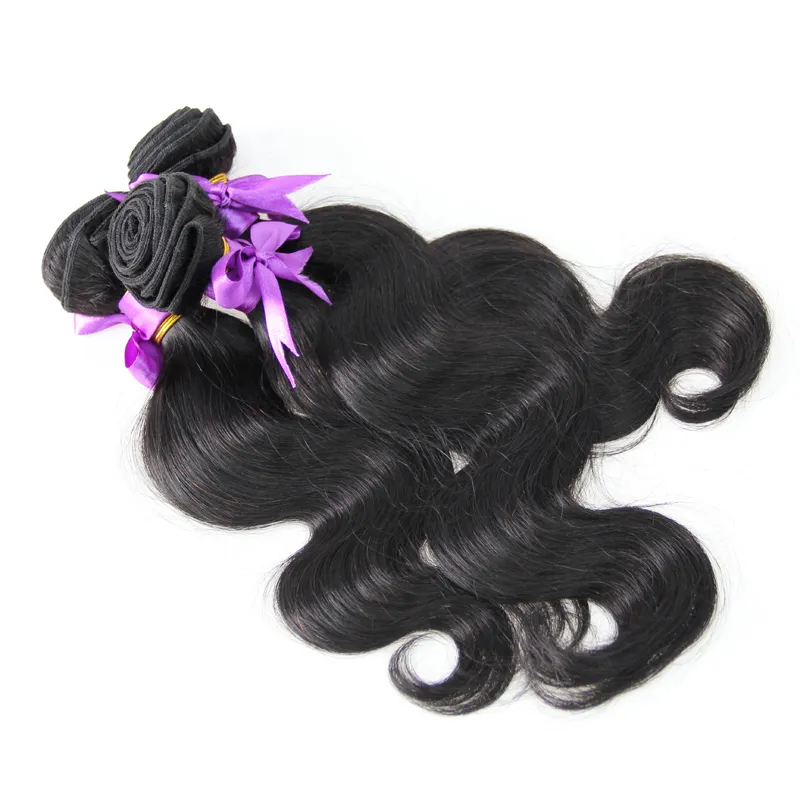 Sites Web de cheveux Bundle Naturel Noir brésilien body wave bundles faisceaux pas chers d'armure à double tirage, aucun rejet, sans enchevêtrement