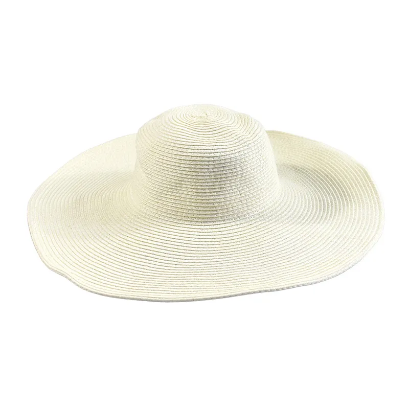 2017 Sombreros de ala ancha de Verano para Mujeres Casual Sólido Rayas Playa Sombrero de Paja Sombrero de Sol de Ala Ancha Gorra femenina