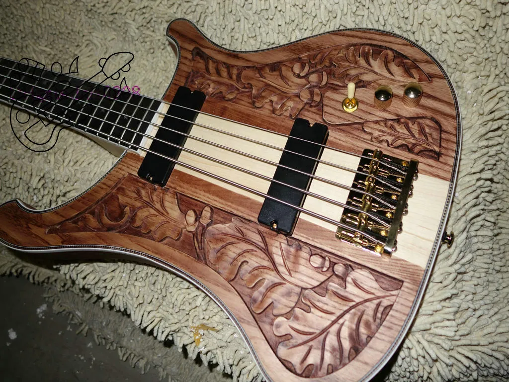 new 5 strings 4003 Bass Guitar wood Manual sculpture Electric bass colored 