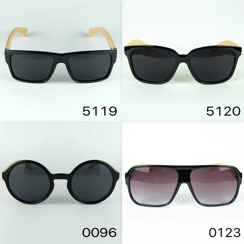 Handgemachte Holz Sonnenbrille Square Schwarz Designer Sonnenbrille Bambus-Tempel und Kunststoffrahmen Vintage Eyewear UV400 Mehr Modelle