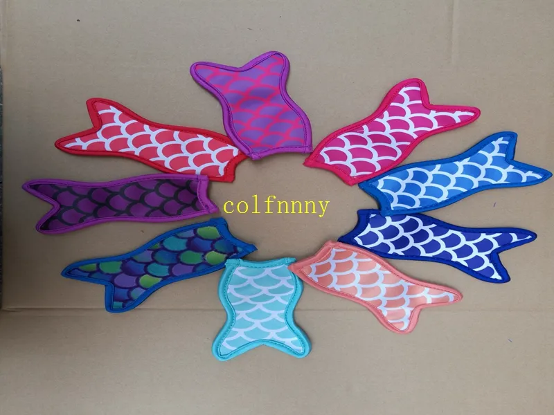 50pcs/lot Fish Mermaid Neoprene Holders Ice Sleeves Freezer Holders 16x8.5cm For Kids Summer Kitchen Tools