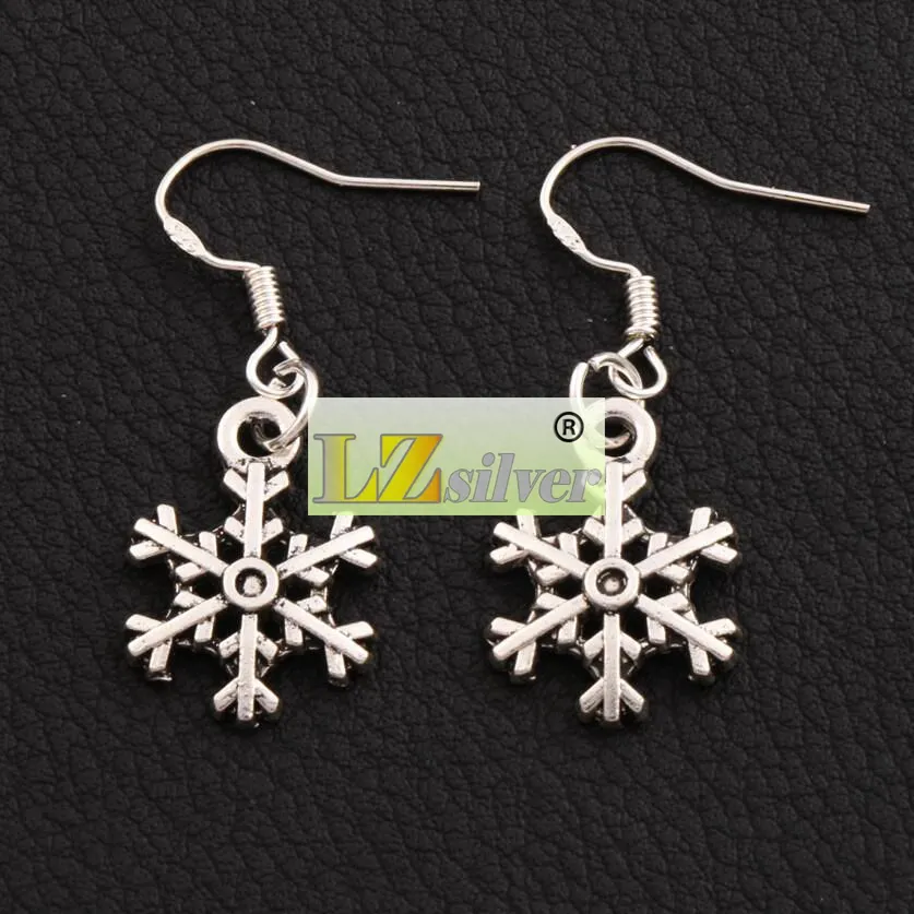 925 Silver Arched Snowflake Dangle Chandelier Earrings 14.4x35.1mm E794 