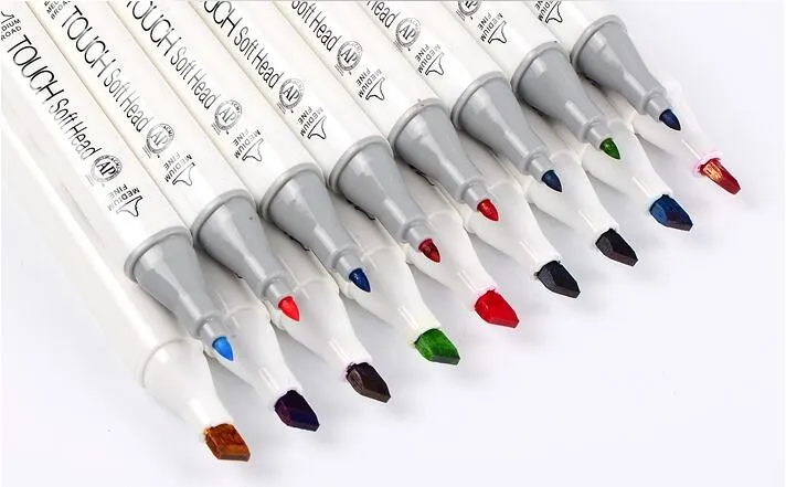 Touchseven Art Marker Pen Double Headed Mark Set Mark Pen Alcohol Oil Animation Design Paint Sketch Markers EMS Present