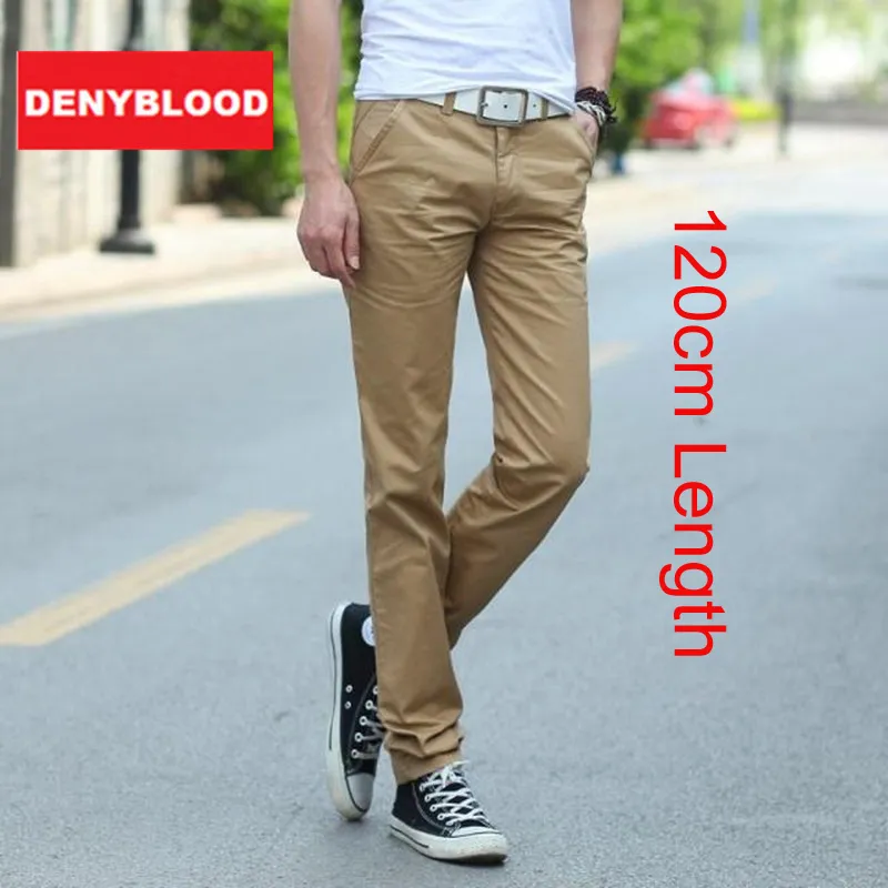 Hurtownie-120cm Extra Długie Męskie Spodnie Chinos Plus Size 28 ~ 40 Mężczyzna Dorywczo Spodnie Prosto StoneWashed Male Twill Spodnie Khaki Black 333