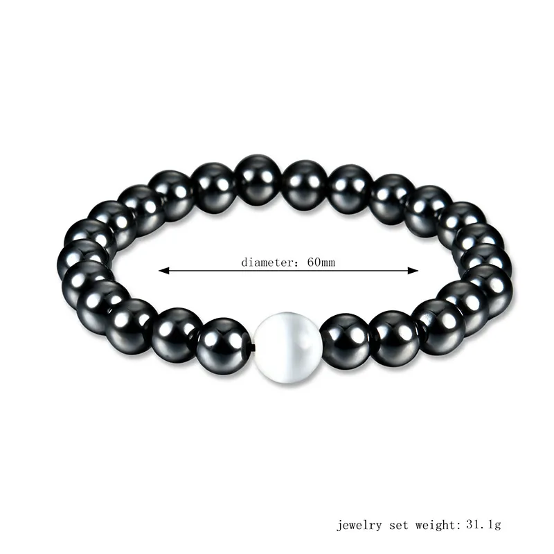 Magnetic Hematite Bracelet point white Stone beaded strands Wristband Bangle Cuff for Women Mens PowerFashion Jewelry will and sandy gift