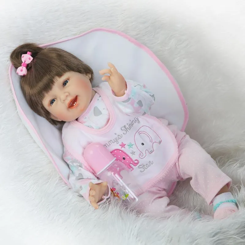 22 Zoll Silikon Reborn Baby Puppen Weichen Tuch Körper Mode Spielzeug Für Mädchen Geburtstag Weihnachten Geschenke Brinquedos