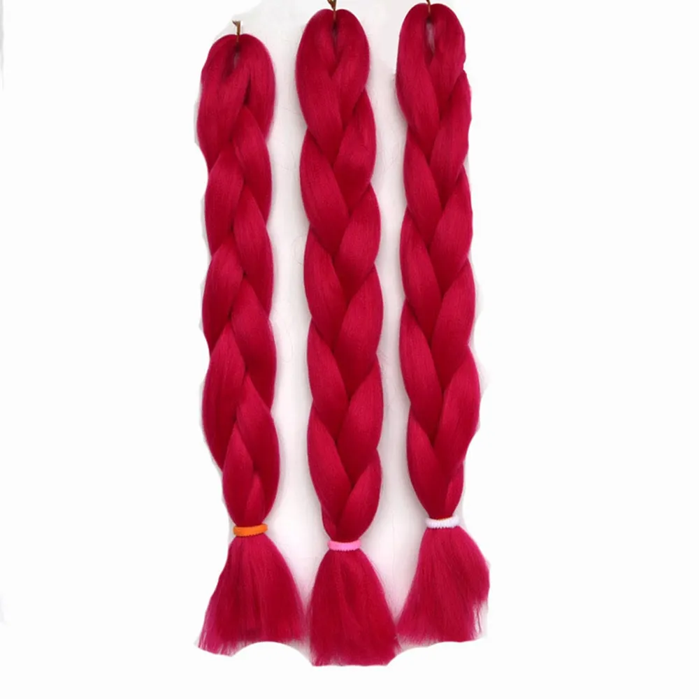 Couleur Pure Jumbo Tressage Cheveux Ombre Synthétique Kanekalon Tresses Synthétiques 100 g/pc Extensions de Cheveux Synthétiques