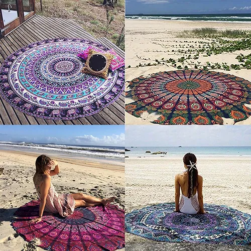 2021 Großhandel Schal Boho Ethno Großer runder Wandteppich Schal Wandbehang Strand Wurfmatte Handtuch