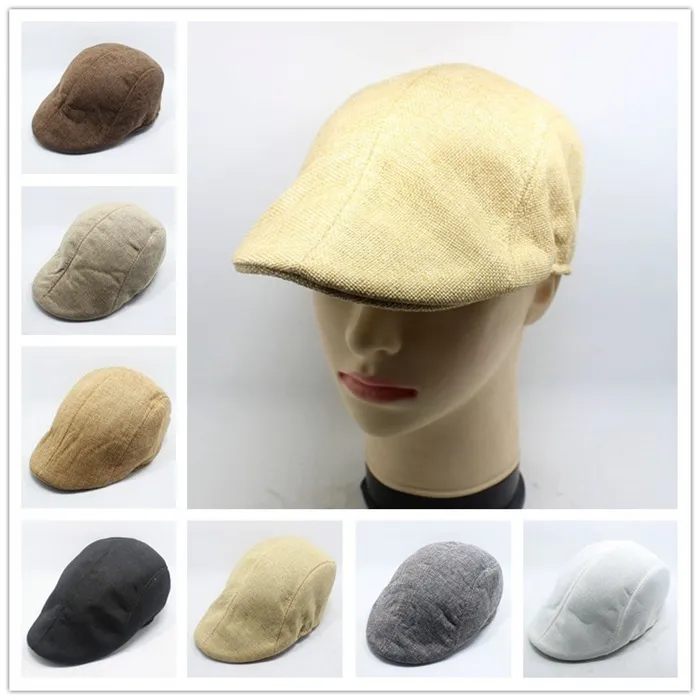 Nya Beret Caps Unisex Mens Hats Bomull Striped Beret Mössor och Caps British Retro Men Kvinnor Woolen Flat Cap Boina Hat