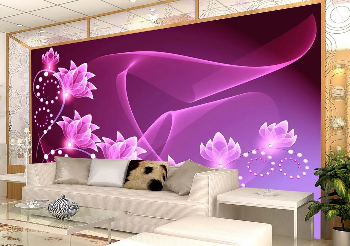 3d stereoscopico carta da parati moda arredamento casa decorazione camera da letto Viola romantico sette fiori soggiorno parete di fondo