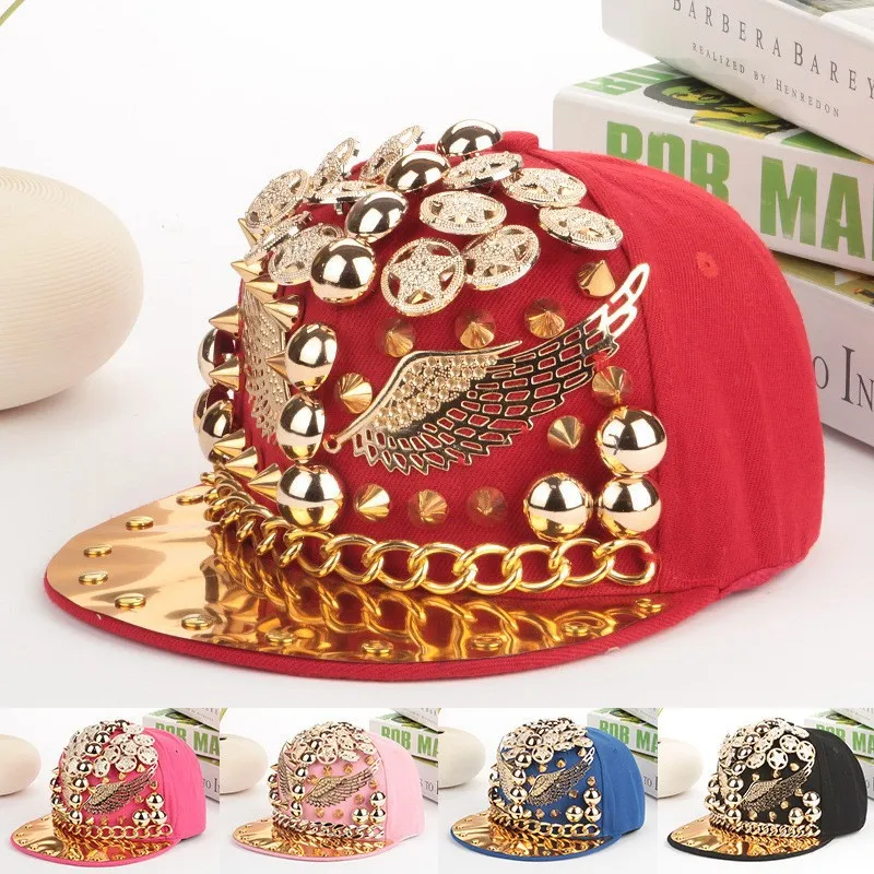 Designer Snapback Hat With Gold Spiked Rivets And Wings Unique Hip Hop Cap  For Men And Women From Wish_team, $12.27