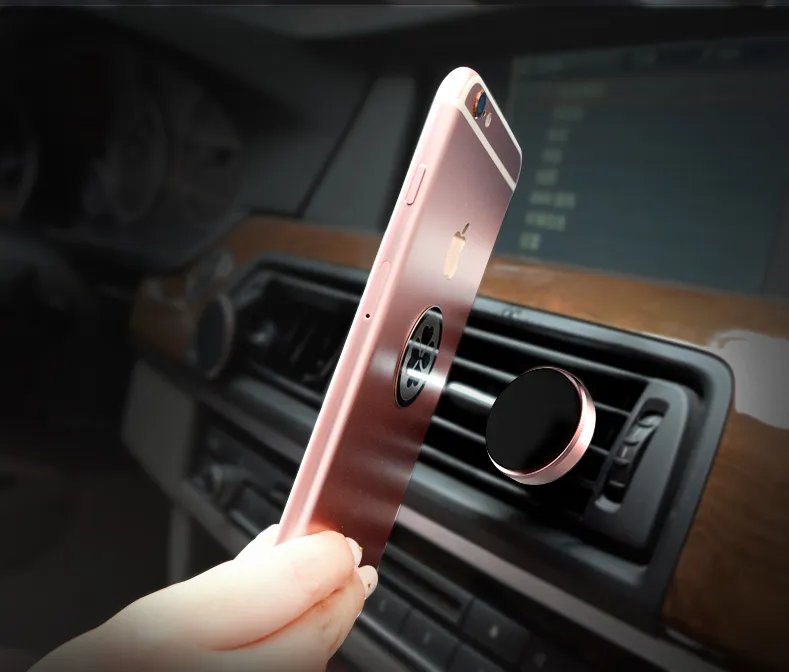 Support de téléphone de support de voiture évent Mobile intelligent mains libres tableau de bord téléphone support magnétique en métal pour téléphone portable iPhone 7 6 Samsung S8