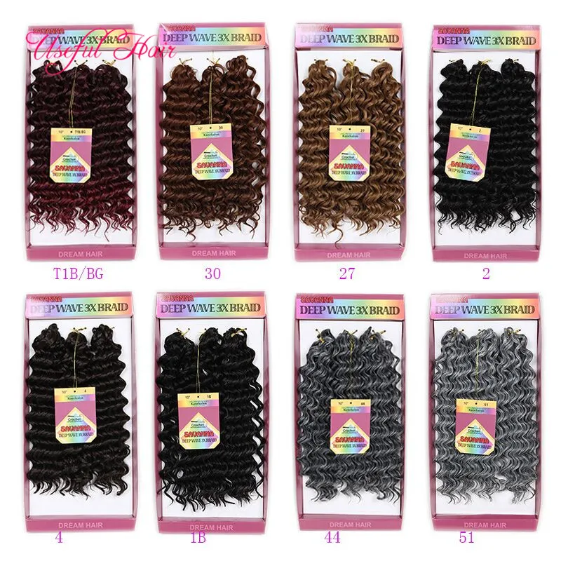 3 stks / partij Savana Mambo Twist Synthetisch Brading Haar Jerry Krullend, Diepe Wave Haak Hair Extensions 10 Inch Marley Vlechten Body Wave Hair Weeft