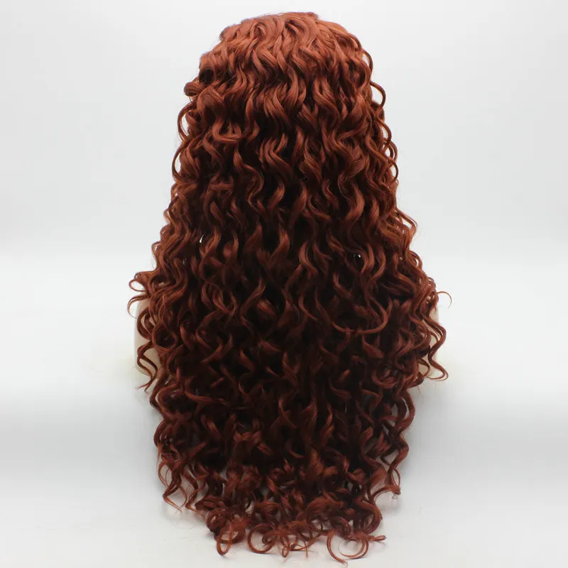 Iwona Hair Curly Long Burgundy Wig 18350 Half Hand Tied Heat Resistant Synthetic Lace Front Wig2670577