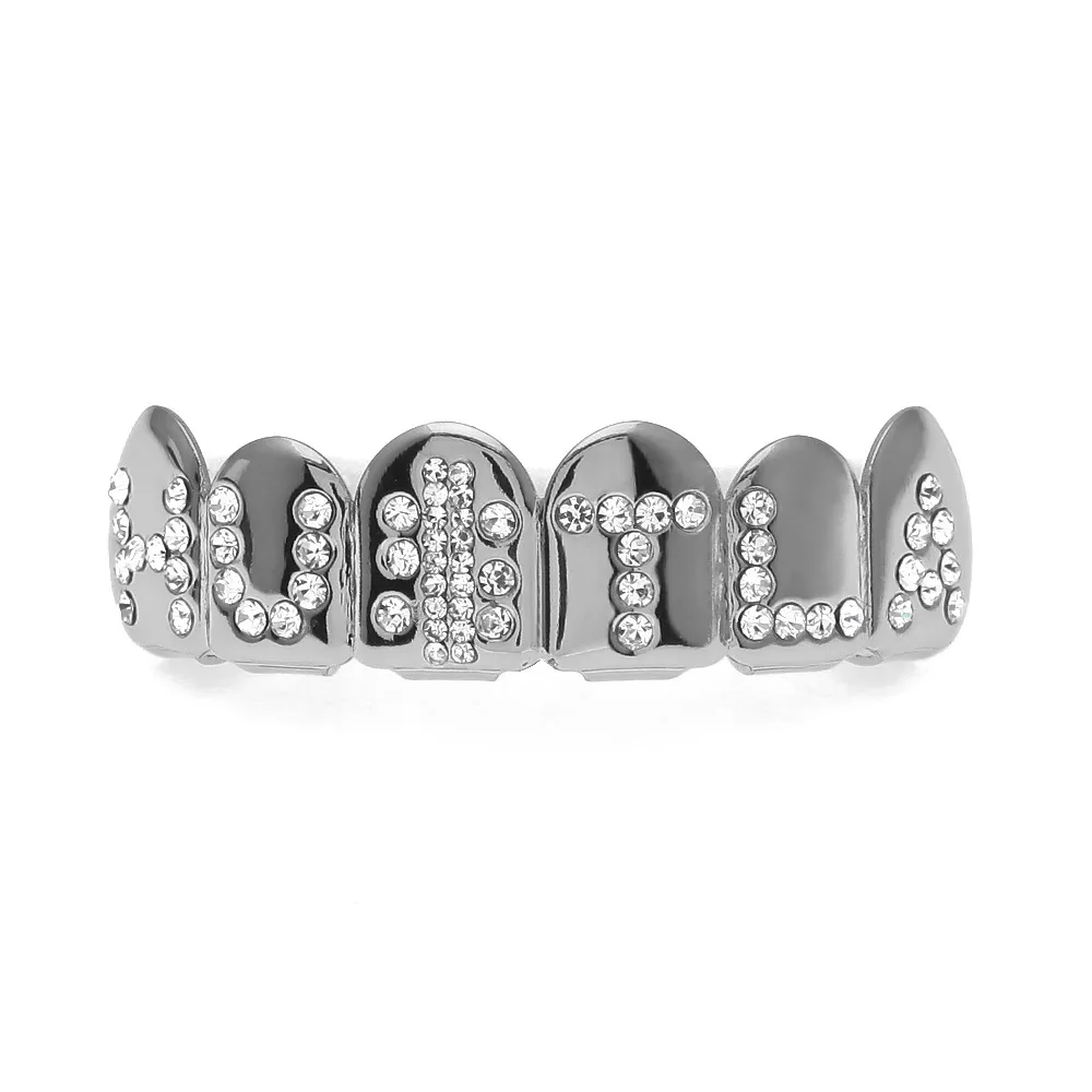 Real brilhante Hip Hop gravado Hulta Teeth Grills Rose banhado a ouro Copper Top dentes inferiores Grills Gift Set Halloween Natal