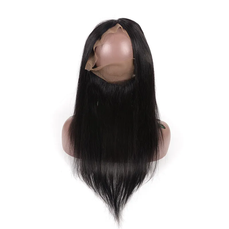 Brazilian Pre Plucked 360 Lace Frontal Straight Hair With Baby Hair 70100g Natural Hairline Straight 360 Lace Frontal Closure1712721