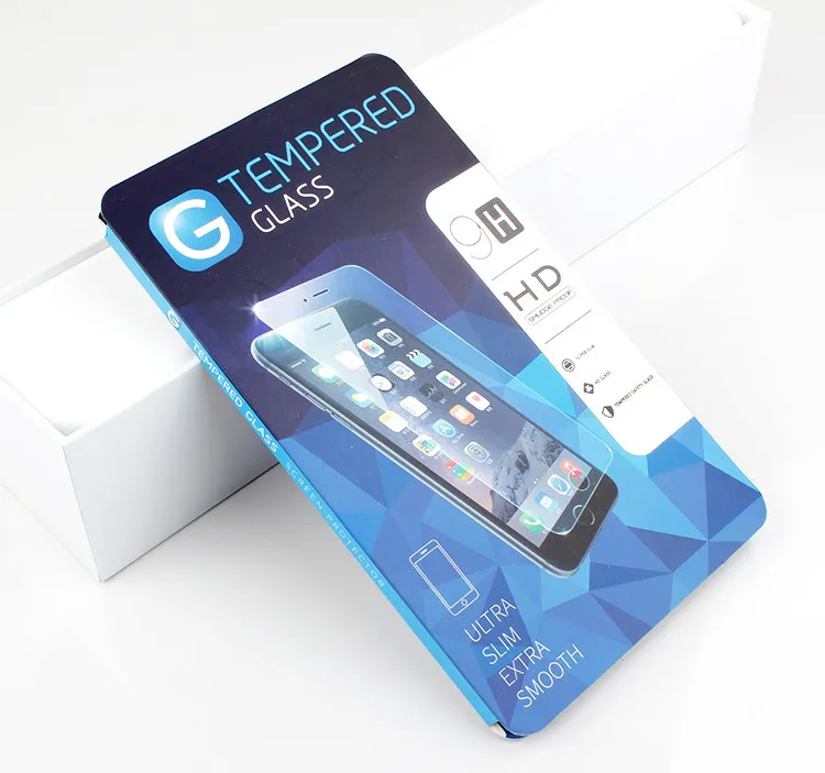 ورقة التغليف حزمة مربع البيع بالتجزئة مع إدراج مقبض ل iphone6s سامسونج S7 الهاتف المحمول خفف زجاج الشاشة protecto