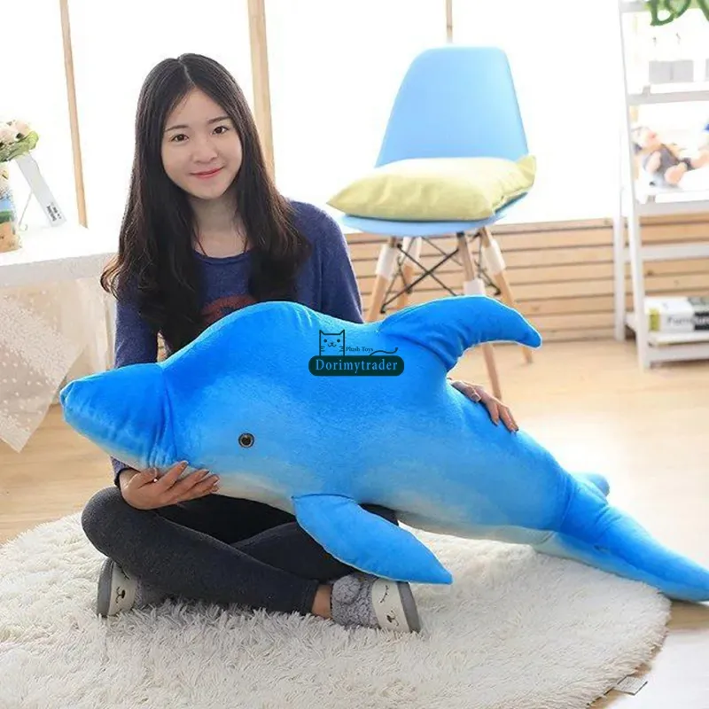 Dorimytrader NEUE Reizende 120 cm Große Simulierte Tier Delphin Plüsch Kissen Puppe 47'' Weiche Gefüllte Blaue Cartoon Delphine Kinder spielen Spielzeug DY60132