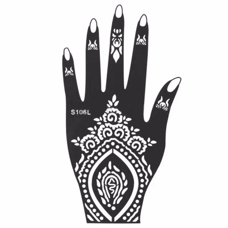 WHOLENEW India Henna Tattoo Tattoo Stencils for Hand Arg Feet Feet Podic Body Podical Mapplate Body Podical for Wedding NB137 5092926