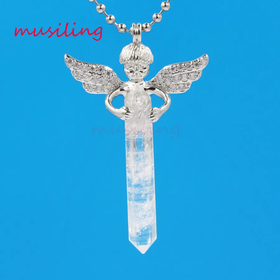 Musiling Jewelry Fairy Hexagon Prism Angel Pendant Necklace Chain Pendulum Natural Stone Reiki Charms Fashion Jewelry for Women3517300