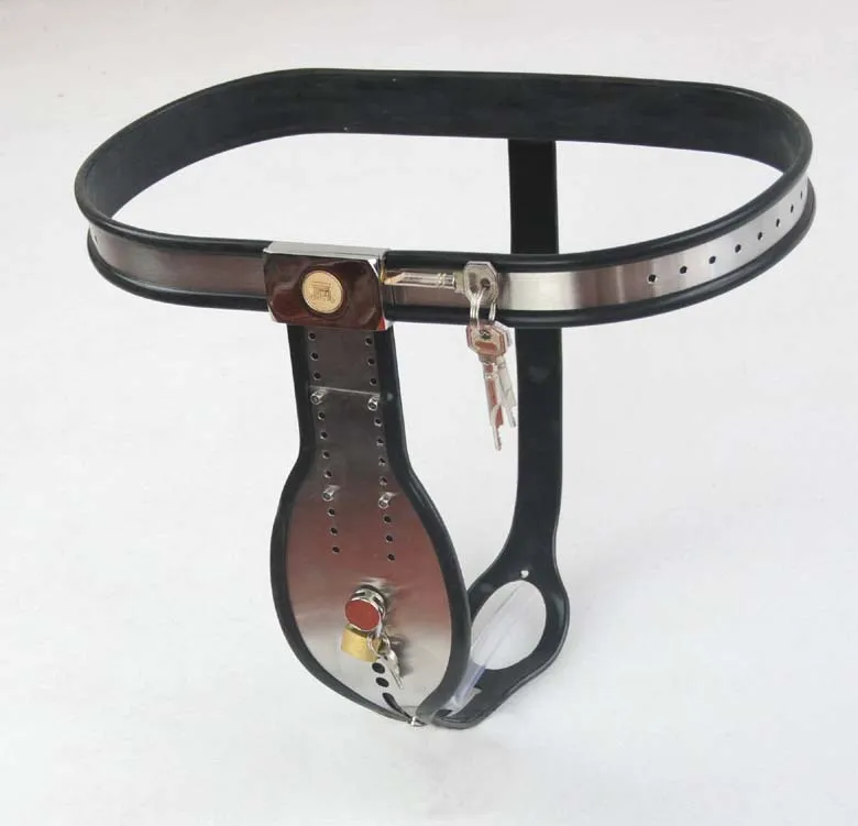 Male Chastity Devices Fully Adjustable Belt Model-T Stainless Steel Chastity Belt With plastic catheter Sex toys J0933