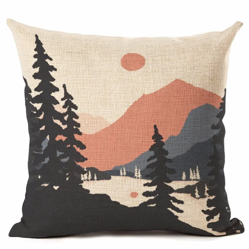 shabby chic home decor winter mountain cushion cover camp throw pillow case for sofa chair outdoor scenic pillowcase 45cm cojine2057
