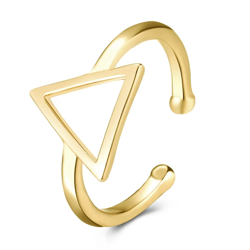 L'anello regolabile del triangolo della geometria della pianura di ottone placcato oro KC regolabile delle donne di stile di modo libera il trasporto