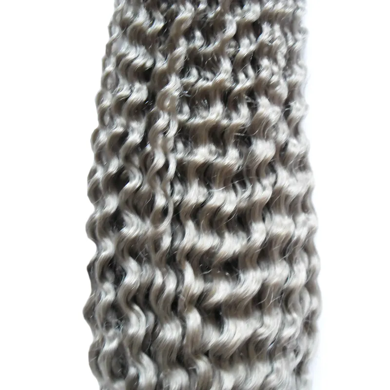 Cheveux gris tisser brésilien crépus brésilien bouclé hari argent argent gris cheveux humains tisser 100g extensions brésiliennes boucles gris gris gris 7664885