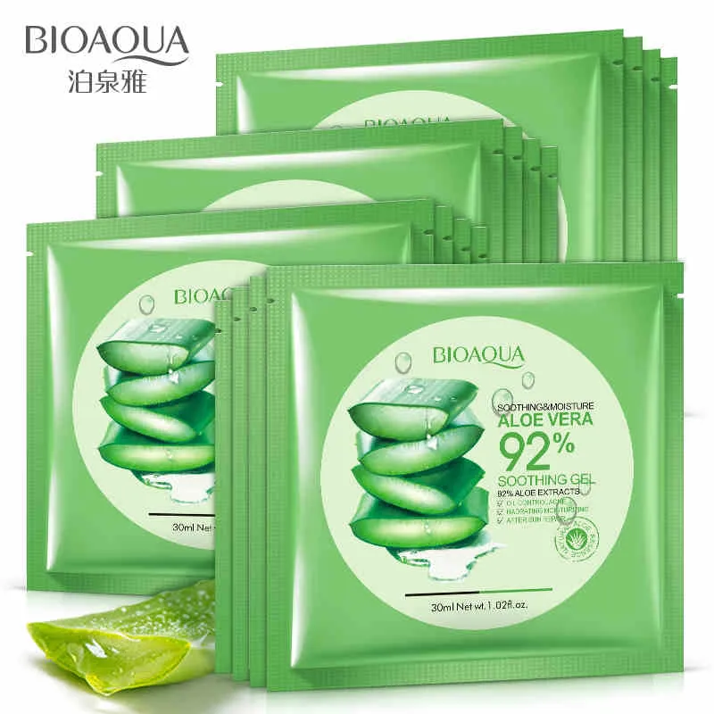 BIOAQUA Aloe Naturale Gel Lenitivo Maschera Idratante 30G Aloe Idratante Nutriente Crema Idratante Naturale Cosmetici per la Cura della Pelle