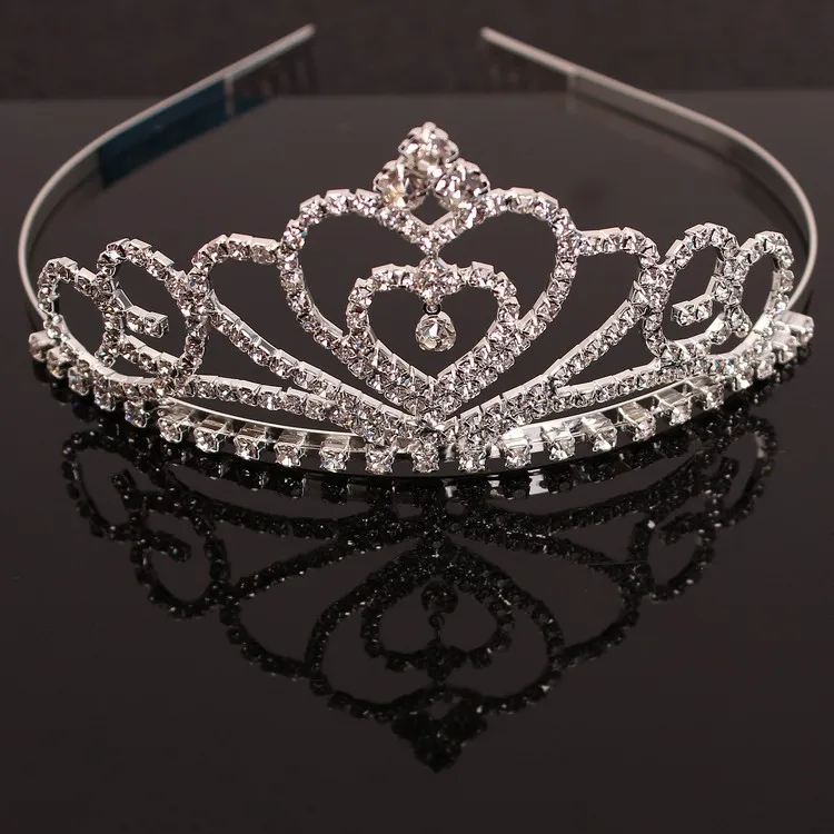 Enfeites de cabelo noiva enfeites meninas tiaras princesa crianças cocar de bebê cristal diamante coroa pente por atacado