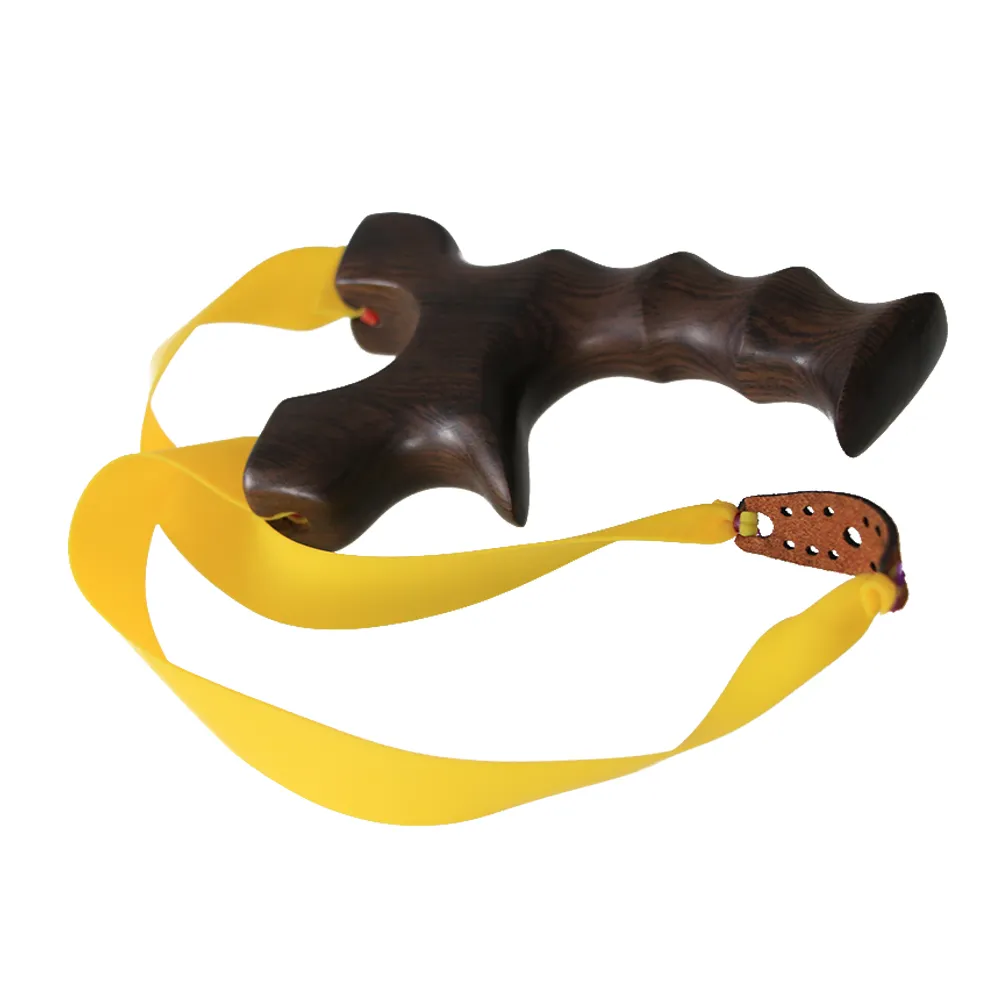 Portable Slingshot Catapult Rosewood Wood Sling Shot with Flat Elastic Rubber Band Hunting Outdoor Sports Shooting 