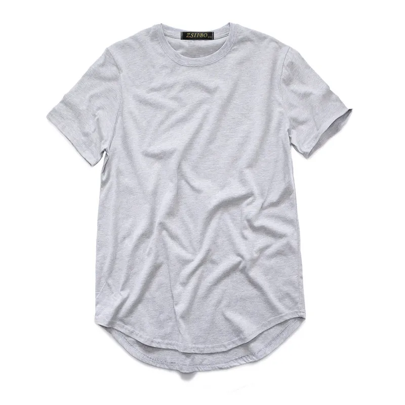 Men's T Shirt Fashion Extended Street StyleT-Shirt Men's clothing Curved Hem Long line Tops Tees Hip Hop Urban Blank Basic t Shirts TX135