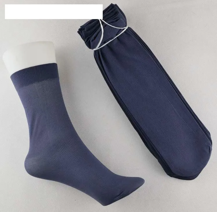 Wholesale-Sock Long 20ペア/ロット、メンズストッキング超薄型竹繊維ソックス送料無料。カラーブラックホワイトブルーグレー