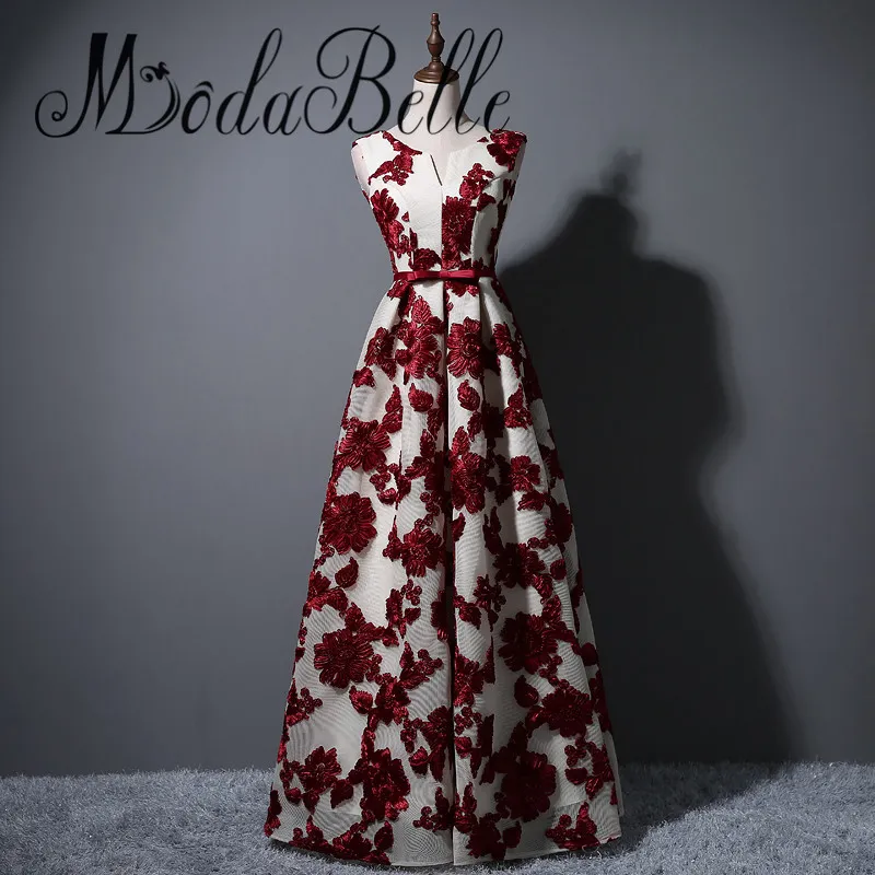 Red Floral Abendkleid Abendkleider 2017 Lace Up Günstige Kurze Burgunder Prom Kleider Robe Longue Femme Soiree