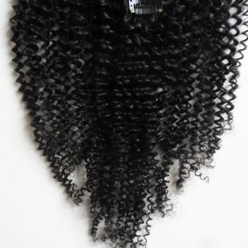 Clip afro kinky dans les extensions de cheveux naturels 100g / clip dans les extensions de cheveux humains