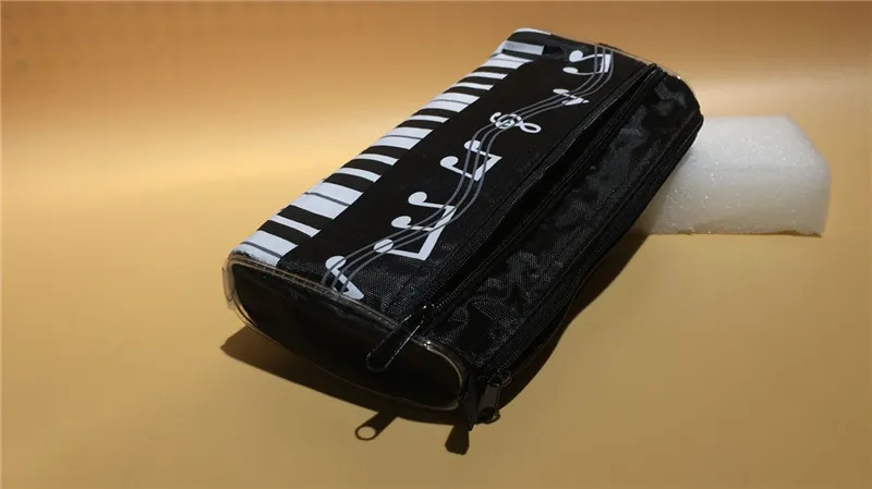 Music Theme Keyboard Pencil Case Waterproof Zipper Pen Bag with Cartoon Music Note Pencil Ruler Gift