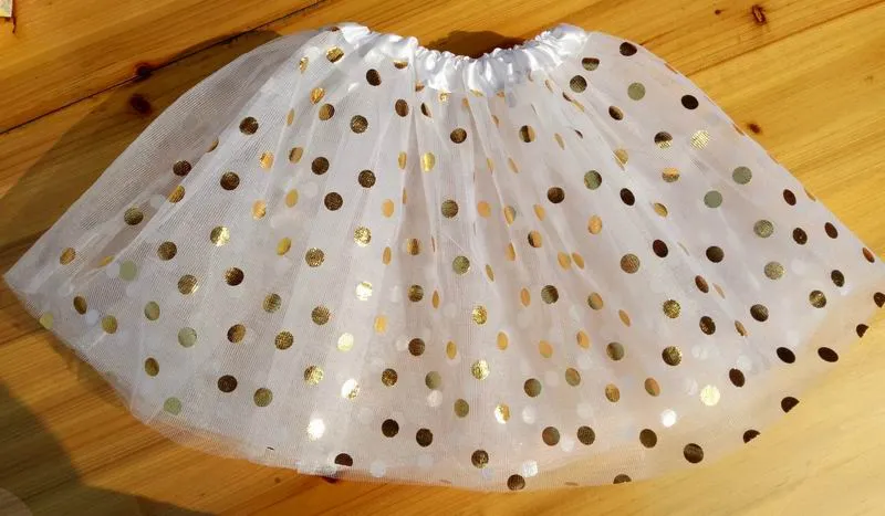 Novo ouro polka dot criança meninas tutus saia vestidos de dança saia de balé macio crianças pettiskirt roupas 9729728