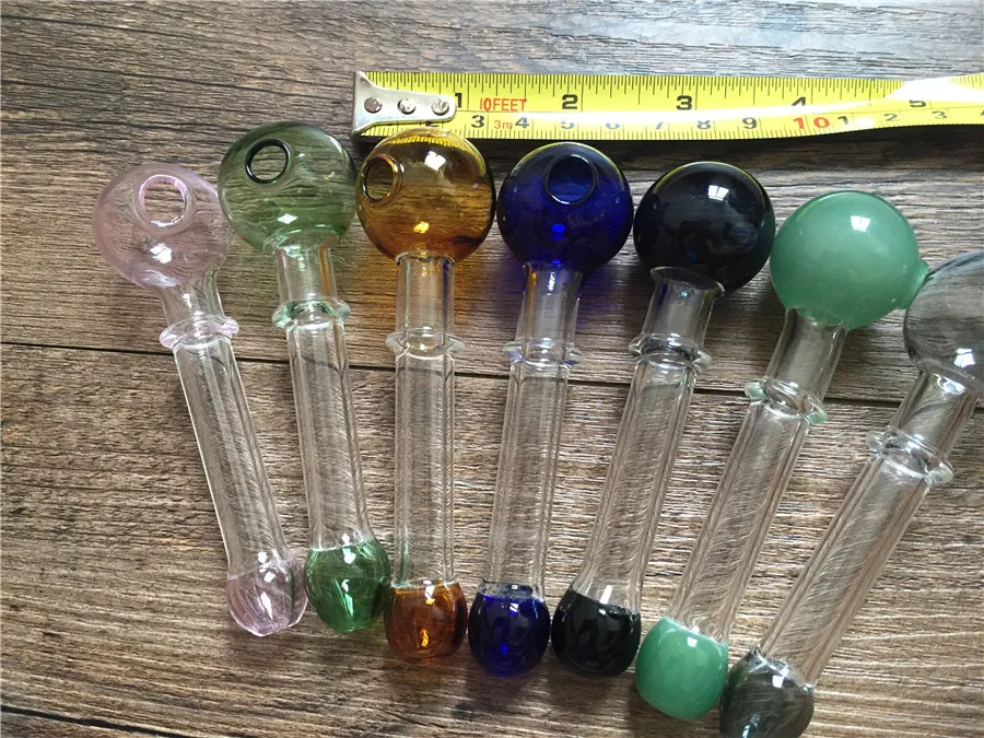 12cm lang met 12mm od bal 30mm kleurrijke glazen lepel rokende bong tobacoo kom pijp voor kruid olie tuig glazen bongs