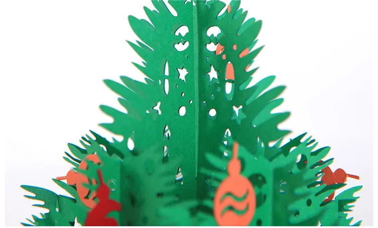 3D fait à la main arbre de noël Pop Up cartes de voeux carte postale bricolage avec enveloppe fournitures de fête de noël