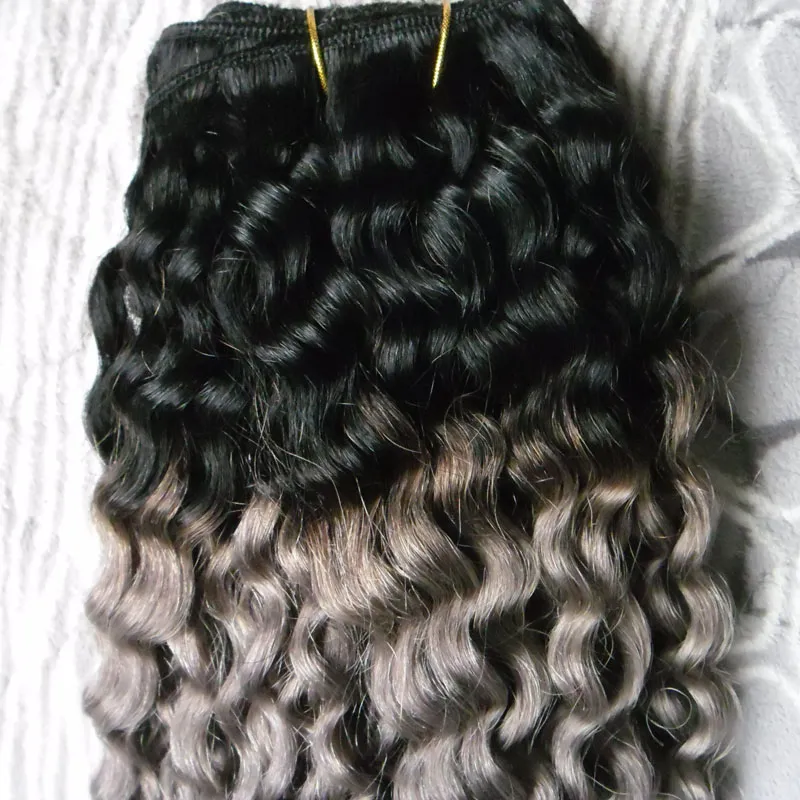 T1B/Gray ombre brazilian hair deep wave 100g grey hair weave bundles brazilian hair weave bundles double weft quality,no shedding
