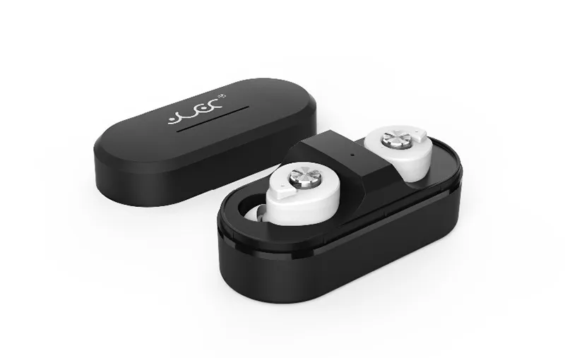 TWS T8 Bluetooth-oortelefoon Mini Invisible True Wireless V4.1 Twins Double in Ear Headset met Smart Charging Box Stereo Hands Free Oortelefoon