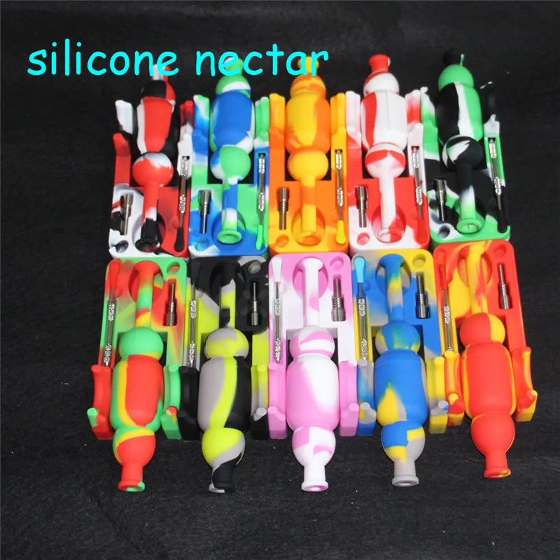 smoking folded portable silicon water bong silicone nectar plastic bongs silinectar oil rig titanium nail