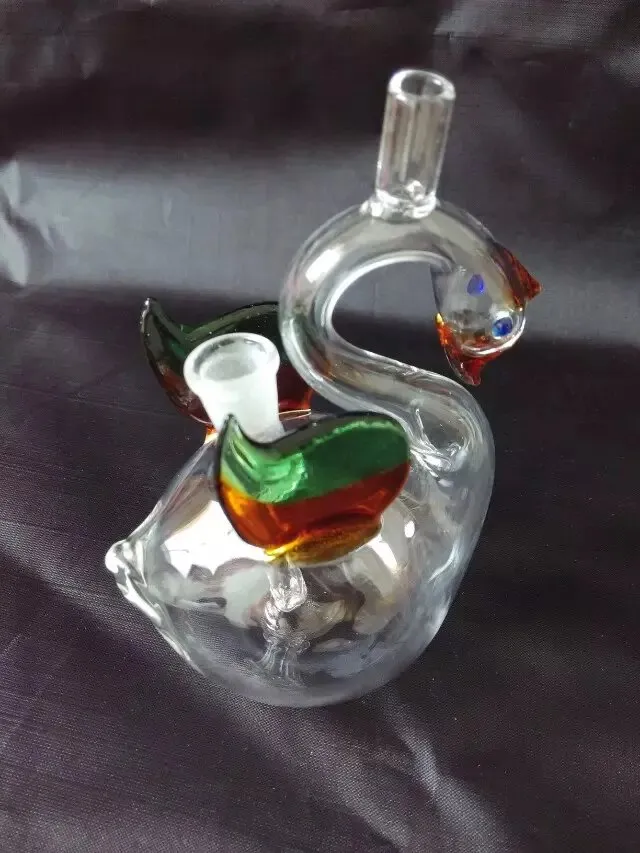 Swan Water Slang Glas Bongs Accessoires, Kleurrijke Pijp Roken Gebogen Glas Pijpen Olie Burner Pijpen Waterleidingen DAB RIGHT Glass Bongs Pipe