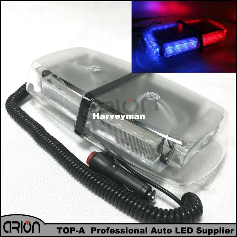 Hot Sale!!! Magnets 24W 24LED Car Double side Mini LED Emergency Vehicle Strobe Light Warning lightbar Lights Beacon Red Blue