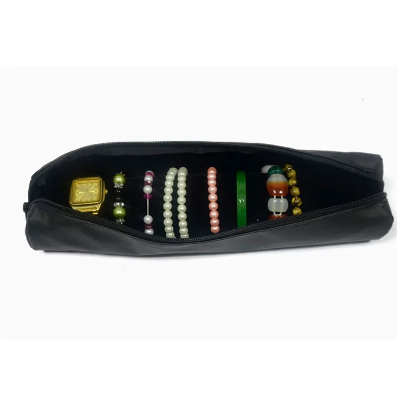 Brand New Leatherette Zipper Bag com travesseiro Bar Relógio Caixa de transporte Titular Pulseira Organizador Jóias de Jóias Bangle Roll Bag 36 * 8 cm