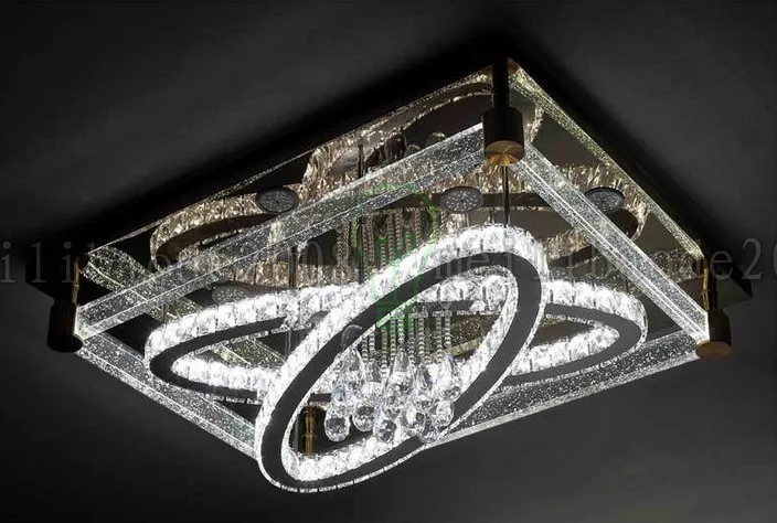 BE50 간단한 현대 창조적 인 직사각형 천장 조명 타원형 LED 크리스탈 램프 거실 레스토랑 침실 호텔 천장 조명 조명 조명