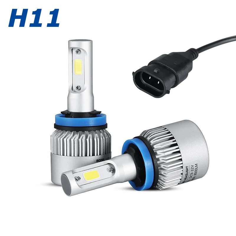High Lumen S2 8000LM Car LED Headlights H4 H7 H1 H3 9006 Auto Lamp 72W High Beam Bulb H8 H11 Light With Retail Package